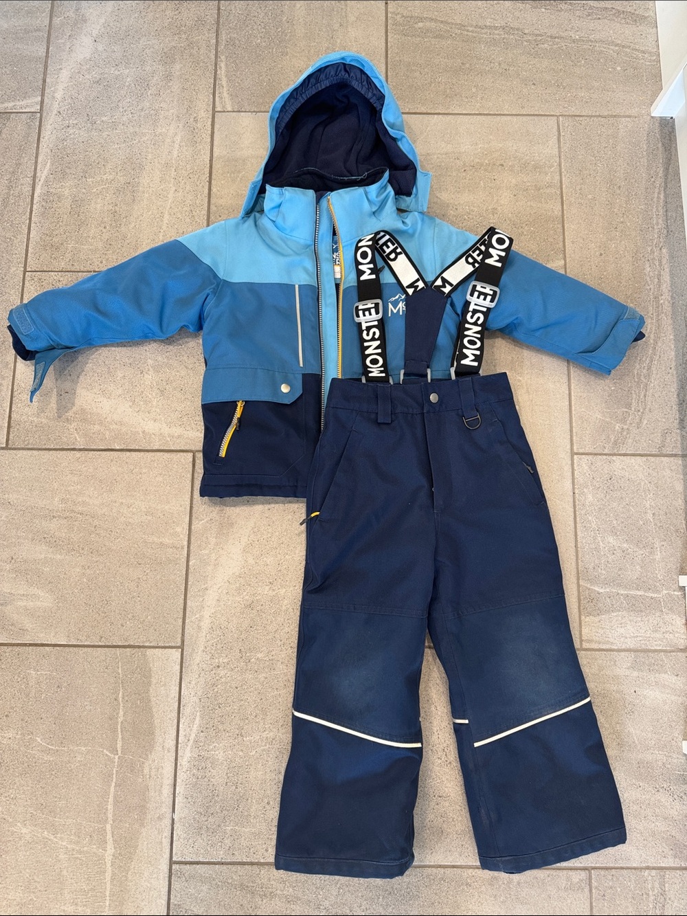Monster Boys Blue Winter Snow Suit, Sz 4